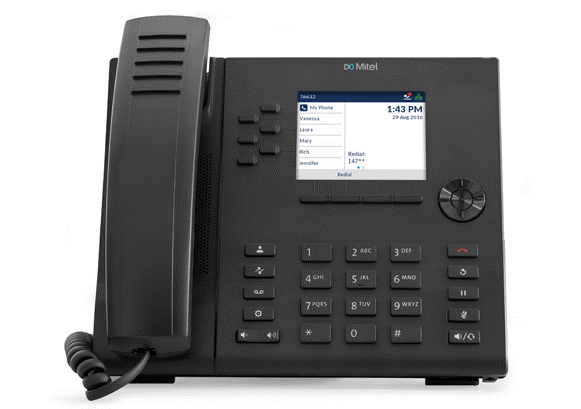 Mitel 6915 IP phone offers an intuitive user experience via its programmable personal and context-sensitive soft keys that are combined with icon-based navigation menus and intuitive user interfaces.
