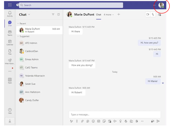 Mitel call status on teams client